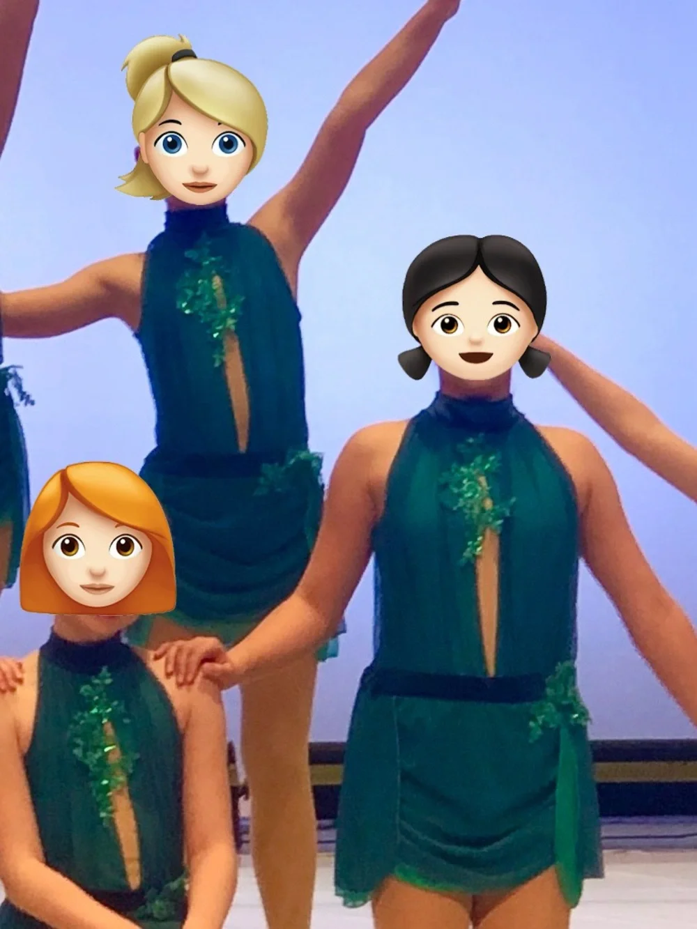 Wish Teal Girl's Dance Costume with Floral Appliqué